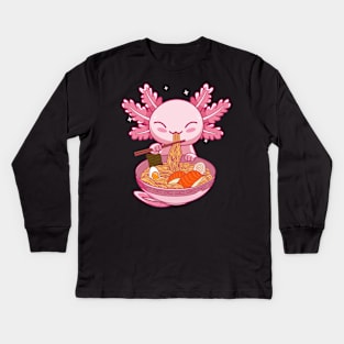 Kawaii Axolotl Ramen Kids Long Sleeve T-Shirt